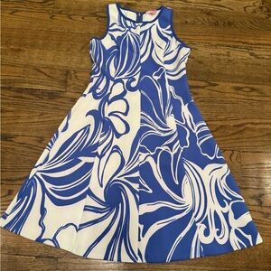 Lilly Pulitzer Blue White Floral A Line Dress S Sleeveless